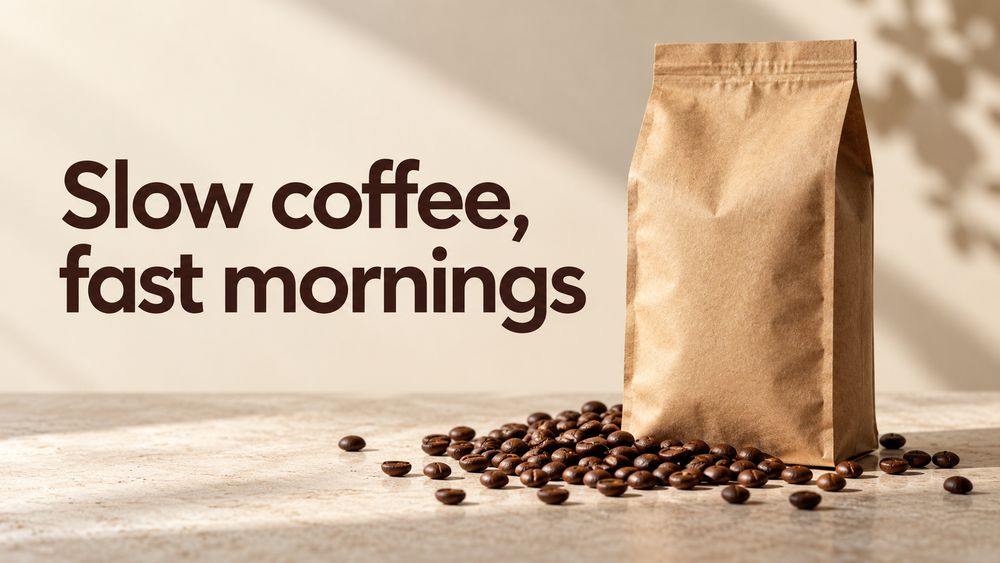 Website hero banner for a coffee brand with accurate headline text, generated by GPT Image 2