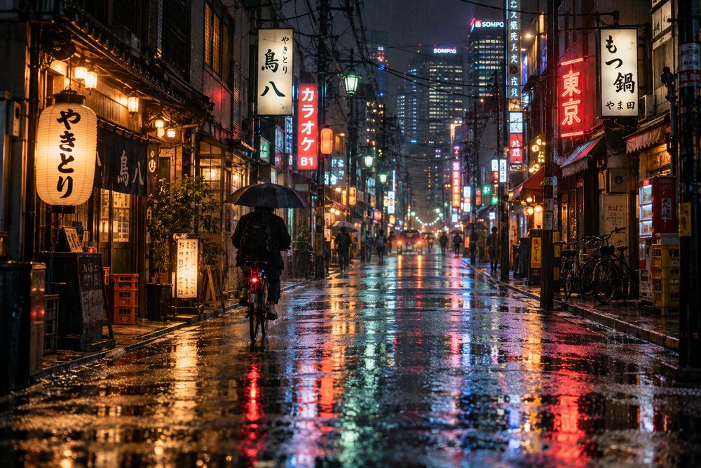 Rainy Tokyo street at night with neon reflections, generated by GPT Image 2